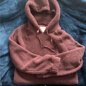 American Eagle Outfitters purple cropped Sherpa hoodie